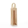 Eco-Friendly Jute Bag with Clear Front for Single Bottle