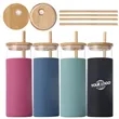 17 Oz. Glass Tumbler with Bamboo Lid and Straw