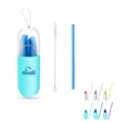 Foldable Reusable Silicone Drinking Straws with Travel Case