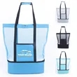 Mesh Beach Tote With Cooler Compartment Zipper Pocket