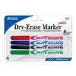 Fine Tip Dry-Erase Markers - 4 Pack Assorted Colors