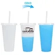 24Oz. Cold Color Changing With Lids and Straws Plastic Cups