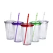 24 oz Clear Reusable Plastic Tumblers with Lids