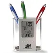 LCD Digital Calendar Alarm Clock Desk Pen Holder Organizer