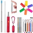 Portable Collapsible Reusable Straw with Case