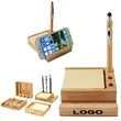 Wooden Desk Organizer Notepad Sticky Notes Pen Phone Holder
