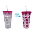 24oz Color Changing Plastic Cold Drink Cups w/ Straw