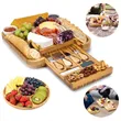 Bamboo Cheese Board and Knife Set with Slide-Out Cutlery Dra