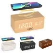 Wooden Color Digital Alarm Clock with Wireless Charging