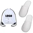 Closed Strap White Travel Slipper w/Backpack