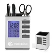 Desk decor perpetual calendar alarm clock pen holder