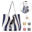 Large Striped Canvas Tote Bag for Beach and Casual Outings