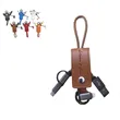 3 in 1 Leather Charging Cable Keychain