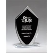 Shield Shaped Glass Award w/ Black Silk Screened Center