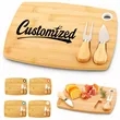 Bamboo Cheese Board Set W/ Knives and Custom Logo Engraving