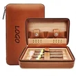 Portable Travel Cigar Humidor Leather Bag Cedar Wood Case