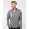 Adidas Men's 3-Stripes Double-Knit Quarter-Zip Pullover
