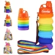 12oz  Collapsible Silicone Bottle with Rainbow Strap