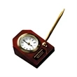 3 5/8" x 4 3/4" Rosewood Piano Finish Desk Clock with Pen
