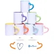 12oz Two Tone Sublimation Ceramic Coffee Mug W/ Heart Handle