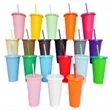 24 oz Tumbler with Straw and Lid Plastic Cups
