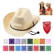 Adult Straw Cowboy Hat With Cotton Bandana