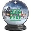 1/4" Recycled Wood Ornament-Snow Globe W/ Snow and Building