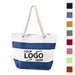 Striped Tote Bag With Rope Handles