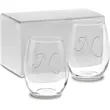 15 oz. Monogram Stemless Wine Set of 2 - Etched