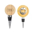 Round Magnetic Bamboo Wine Stopper with Bottle Opener