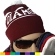 Acrylic Pom-Pom Knit Beanie Cap with Cuff