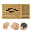2 In 1 Bamboo Wireless Charger Storage Tray Desk Organizer