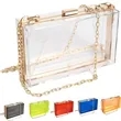 Women's Clear Acrylic Clutch with Gold Chain