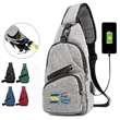 Canvas Sling Bag with USB Charging Port