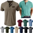Custom Logo Men's Fashion Casual Henley T-Shirt with Pocket