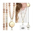 ID Name Badge Card Holder with Wooden Beaded Lanyard