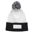 Dual Tone Patch Pompom Beanie