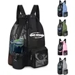 Mesh Drawstring Backpack With Pocket For Gym And Beach
