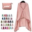 Wearable Coral Fleece Blanket with Button and Foldable Pouch