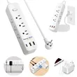 12-in-1 Flat Plug Power Strip with 9 AC Outlets and 3 USB