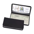 Checkbook Cover, Personal-Size Pyramid Black Leather