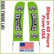 10ft Double Sided Premium Straight Flag w/ Spike Base