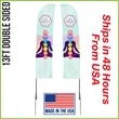 13ft Double Sided Premium Straight Flag w/ Spike Base