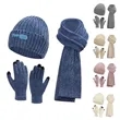 Polyester Women's Hat, Scarf, Gloves Three Piece Set