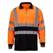 VISIPRO Long Sleeve Reflective Front Colorblock Safety Polo