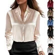 Women Long Sleeve Business Shirt Satin Button Down Blouse