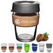 12oz Toughened Glass Coffee Cup with Natural Cork Band