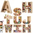 Wooden 26-Alphabet Coin Box Kids Toy Organizer