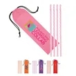 Reusable Straws in Full Color Drawstring Pouch
