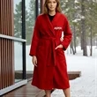 Unisex fleece bathrobe with tie belt